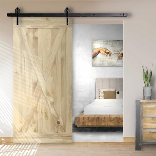 SEART Rustikale Holzschiebetüren für Speisekammer, Schlafzimmer, Zimmer, Diele Marx (100x210, roh)