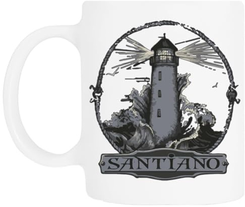 TAMBOOTEE Santiano Weißer Keramik-Trinkbecher (300 ml) - Langlebig, Wiederverwendbar, Zuhause