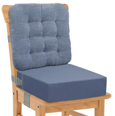 CAVWVTYU Sitzerhöhung Stuhl, Waschbar Zerlegbar Tragbare Sitzerhöhung Kleinkinder Esszimmerstuhl ErhöHen Pad Esszimmer Boostersitze mit 2 Sicherheitsschnalle Gurte Kindersitzkissen… (Blue)