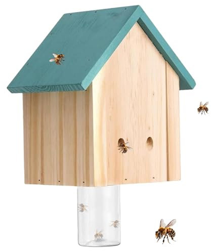 Holzbienenfallen Für Draußen Mit Glasgefäß Wespenfallen Zum Aufhängen Im Freien Hängende Holzbienenfalle Wiederverwendbar Langweilige Bienenfalle Bienenfänger Im Naturhüttenstil Bienenfalle Zum Aufhän