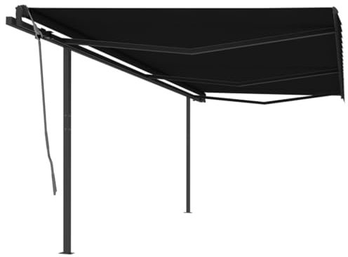 Lawn & Garden Manuell einziehbare Markise mit Pfosten 6x3m Anthrazit Outdoor Living