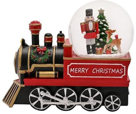 The Seasonal Gift Co Schneekugel mit Dampfzug, beleuchtetes dekoratives Ornament, skurrile Weihnachtsdekoration und Haushaltswaren, Geschenk für Weihnachten, Festtage und Noel