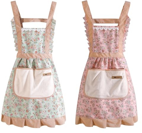 Hwtcjx Küchenschürze, Schürze mit Taschen, Verstellbare, 2 Stück | Küchen Schürze, Maschinenwaschbar Küchenschürzen, Schürze für Männer Damen, Küche Restaurant Café