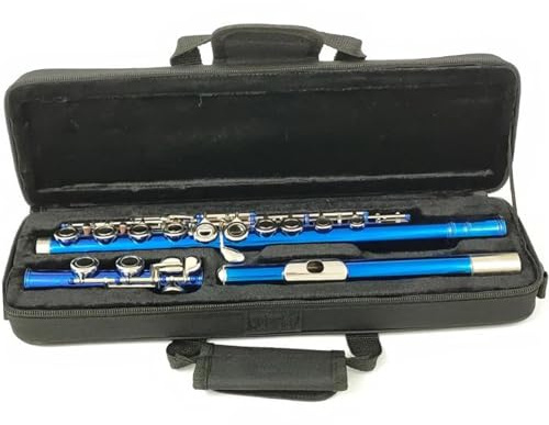 C-Flöte für Anfänger Musikliebhaber Anfänger Flöte 16 Geschlossene Löcher C-Tasten Instrument Kupfernickel Vernickelte Blaue Flöte Mit E-Taste