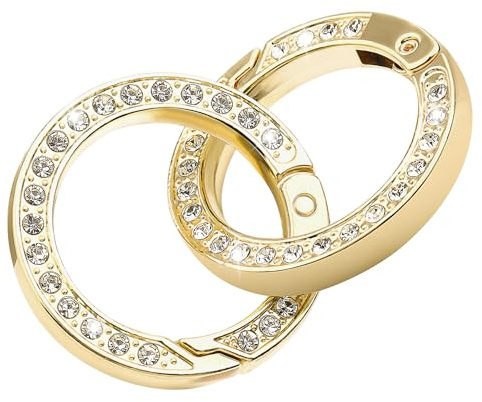 Dimeho Glitzersteinen Schlüsselanhänger Runde Karabiner-Schlüsselringe | 4 Stück, mit Goldenen Metall O-Ringe, Einfacher Schnappverschluss Hakenclip, DIY-Zubehör