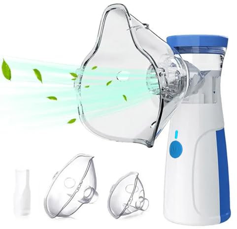 Nebulisateur, Nebulisateur pour Adultes et Enfants, Nébuliseur Portable Rechargeable, Le Taux d’Atomisation est Réglable, 2 Masques et Embout Buccal, pour Usage Domestique