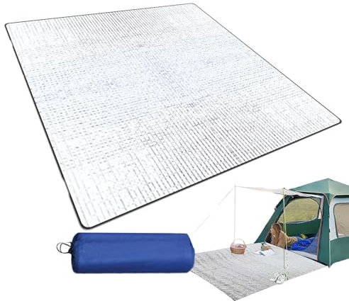 Camping-Bodenmatte – 195 x 180 cm, wasserdichte Picknick-Unterlage, Aluminiumfolienmatte, Outdoor-Thermofoliendecke, Überleben, Wandern, Picknicks, Camping, Rucksackreisen, Silber