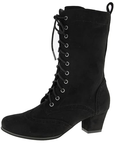 Hirschkogel Damen Trachten Stiefelette Trachtenstiefel, schwarz, 39 EU