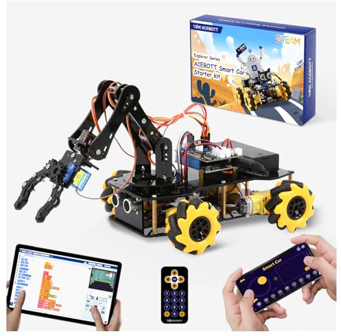 Robotik für Kinder im Alter von 8–12 Jahren, 5DOF intelligenter Roboterarm-Autobausatz, STEM-Spielzeug, Geschenk für Jungen/Teenager/Erwachsene, ESP32-Arduino/Python-Codierung, App und Fernbedienung