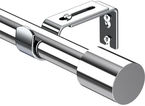 Ausziehbare Gardinenstange von Tiemlet: Silber Metall mit zylindrischen Endstücken, verstellbar von 72 cm bis 315 cm für Ösenvorhänge im Schlafzimmer, Kinderzimmer, Wohnzimmer, Badezimmer
