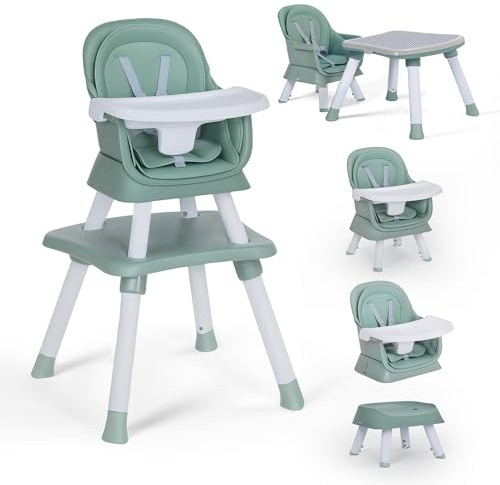 TODEFULL Baby High Chair, 8 in 1 Convertible Highchairs for Babies and Toddlers, Children Dining Booster Seat/Kids Building Block Table for Girls Boys, Baby Seat with Removable Tray, Green