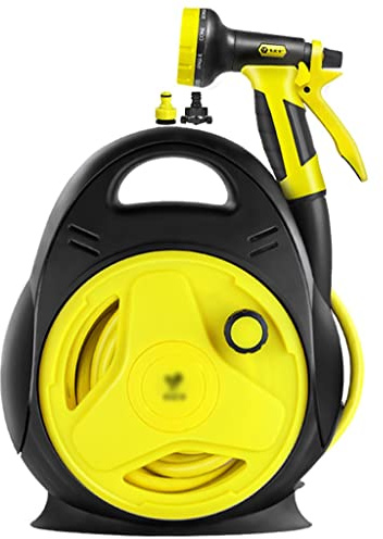 Enrouleur de tuyau d'arrosage rétractable pour extérieur, organiseur de tuyau à manivelle, dévidoir compact et portable, avec réservoir d'eau (couleur : B, taille : dévidoir + tuyau de 15 m)