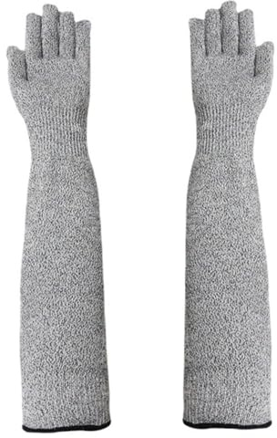 Hperu Schnittfeste Handschuhe, schnittfeste Schutzhüllen für Unterarm, Handgelenk und Arm, langärmlige Schutzhandschuhe für Gartenarbeiten, Küchenarbeiten und Reparaturprojekte
