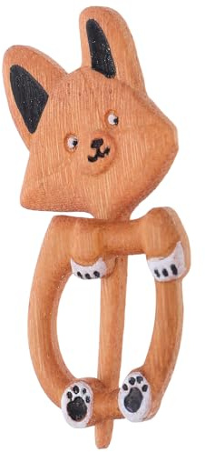 Healeved Broche Animal Bois Sculptée Main Motif Corgi Mignon Épingle pour Foulard et Vêtements Broche de Revers pour Femme et Fille