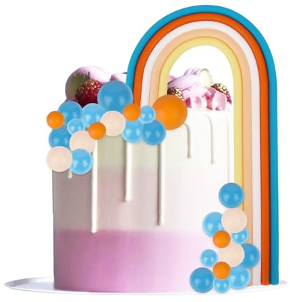 28Pcs Ball Cake Toppers Pastel Rainbow Cake Topper Mini Balloon Cupcake Topper Rainbow DIY Cake Decorations for Birthday Baby Shower Wedding Party Supplies
