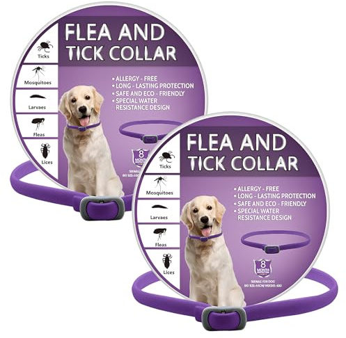 Dog Repellent Collar 2 Pack, Adjustable 65cm Water-Resistant Repellent Collar, Long-Lasting Natural Protection, Cut-to-Size Design for Small Medium Large Dogs (Purple)