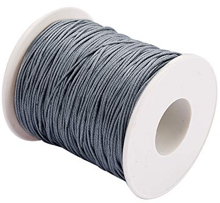 PH PandaHall 1 Rolle 1mm Waxed Cotton Cord Gewachstem Baumwollfaden Schnur Perlenschnur für Schmuckherstellung Crafting Perlen Makramee, 100yards/Rolle, Grau