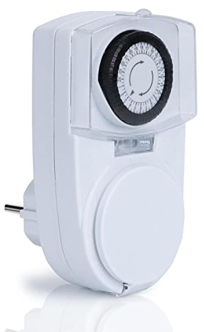 Aigostar - Temporizador Compacto eléctrico mecánico para Exterior con Funcionamiento 24 Horas