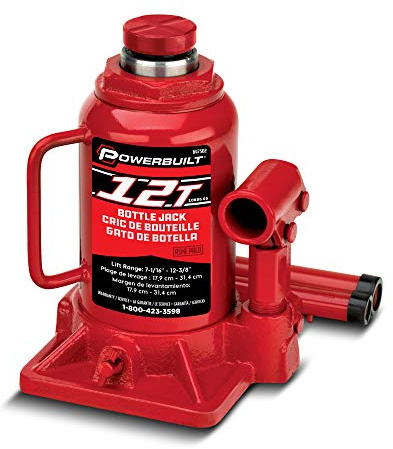 Powerbuilt Heavy Duty 12-Ton Bottle Jack, 24000-Pound Capacity Hydraulic Car Lift, Vehicles, Trucks, Red 647502