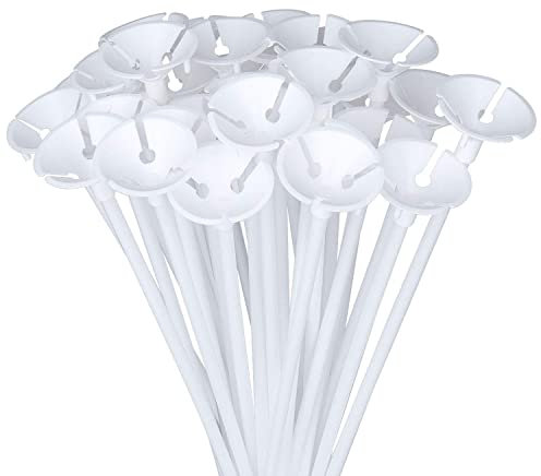 Diealles 100 Pezzi Palloncini Sticks Supporti per Matrimonio, Party e Decorazioni，40CM - Bianco, Riutilizzabile