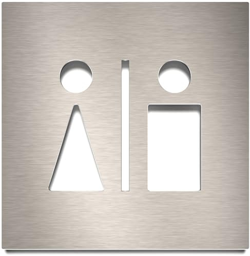 Edelstahl WC-Schild – selbstklebend & pflegeleicht – Unisex Toiletten-Schild – C-03-E