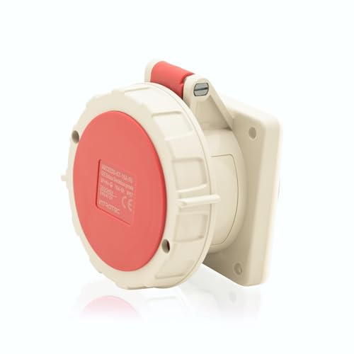Intratec base empotrable recta CEE 16A 400V 5p IP67 6h rojo/gris toma trifásica IEC60309 calidad industrial