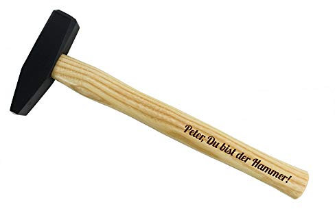 Hammer mit persönlicher Gravur | Schlosserhammer | mit Holzstil | individuelle Gravur (300g Variante)