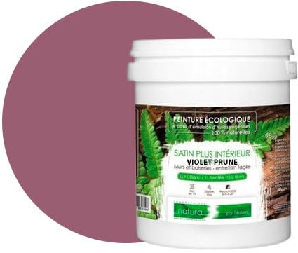 Pintura natural ecológica con aspecto de satén NATURA – Tassili – Pared interior – 43 colores – 1 l – 18 m² (morado ciruela)