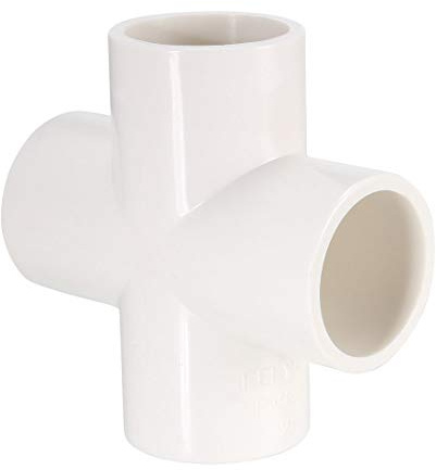 sourcing map PVC Pipe Fitting 4 Way Cross Schedule 40 25mm Socket Tee Corner Fittings White 2pcs