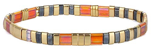 KELITCH Damen Tila Perlen Armbänder Bunte Strang Stretch Armbänder Mixed Freundschaftsarmbänder