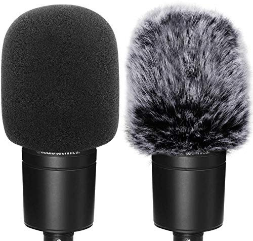 Popschutz Pop-Filter aus Schaumstoff und Pelzige Pop Schutz Mikrofon Windschutz Große Windschutzscheibe Kompatibel mit Audio Technica At2020 At2035 At2500 At2050 At4040 2 Stück