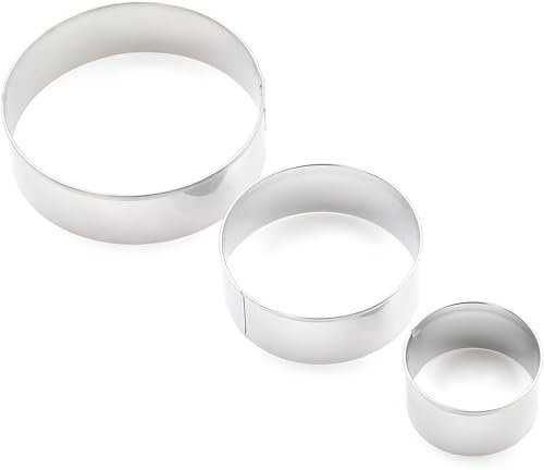 TOY-STORE Cortadores de galletas de acero inoxidable con forma de círculo. Juego de 3 piezas (llanta)