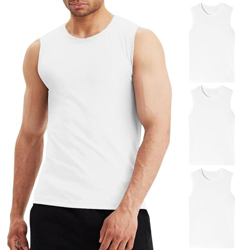 LiKing Pacco da 3/6 Canotta Uomo,100% Cotone,Tank Top Sportive Allenamento Canotte Elasticizzato Stringer Vest,Senza Maniche,con Scollo Rotondo,Casual Canotte estive Smanicato Uomo