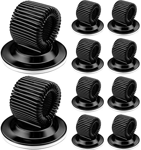 10 Stücke Stifthalter Clips aus Mangan Edelstahl Schwarz Selbstklebender Stifthalter Organizer mit Einstellbarer Federschlaufe für Kühlschrank Whiteboard Bulletin Board Karte Taschenstift Bleistift