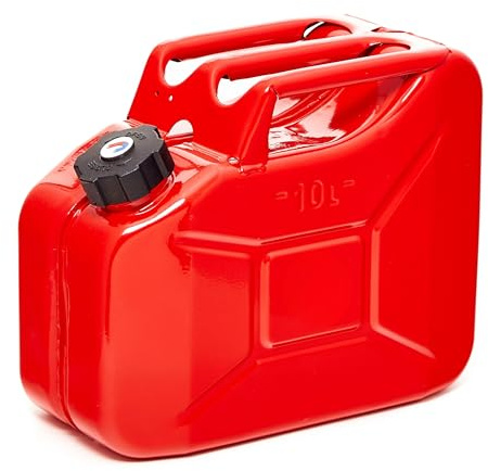 Oxid7® by BW Benzinkanister Metall 10 Liter mit Schraubverschluss - Kraftstoffkanister Rot RAL 3000 - TÜV-geprüft, UN-zertifiziert - 0,9mm Stahl DIN 7274 - Made in Europe
