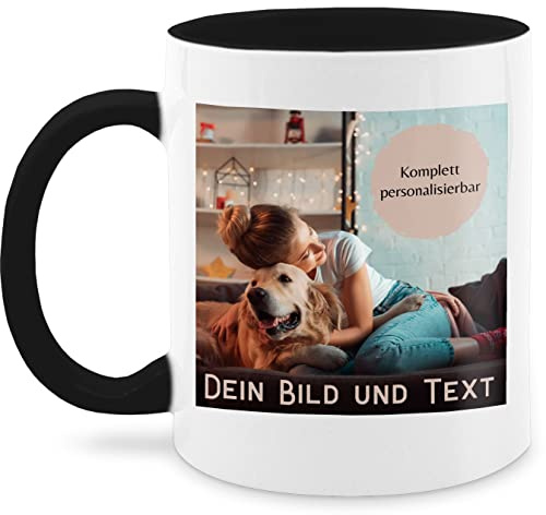 Tasse Tassen 325ml - eigenem - Foto Bild Geschenk I Dein Bild und Text - 325 ml - Schwarz - fototasse customized mug with photo selbst drucken logo kaffeebecher bildtasse freundschaftstasse