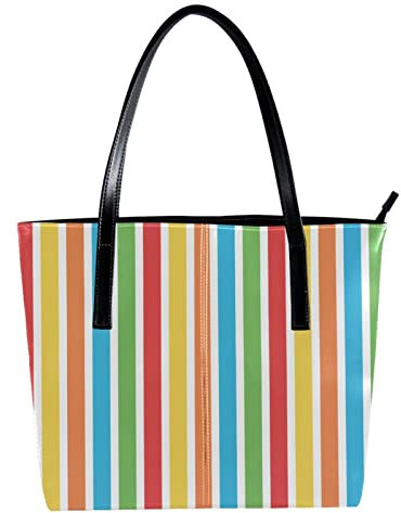 Bunte Streifen, rot, gelb, blau, grün, Schultertasche, leicht, lässig, Schultasche, Lehrertasche, Handtasche, Geldbörse, Mehrfarbig