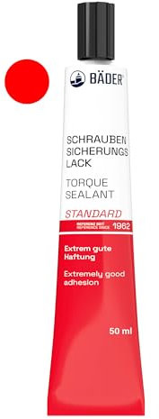 Barniz de protección de tornillos original de 50 ml, serie estándar, color rojo, de Bäder LACKE. Referencia 1962 – Ayuda para asegurar, firmar, precintar, sellar, así como para la detección de