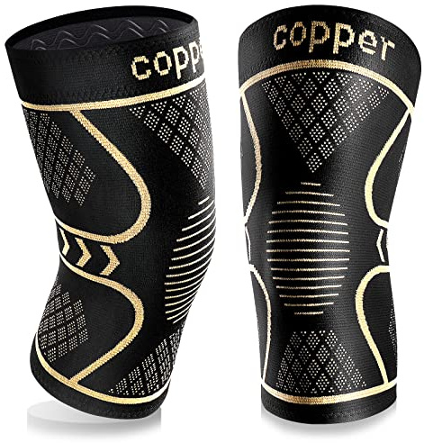 Copper Knee Braces for Women and Men 2 Pack, Knee Compression Sleeve for Knee Pain, Arthritis,ACL, Meniscus Tear, Joint Pain Relief, Knee Support for Running, Working Out, Fitness, Weightlifting-2XL