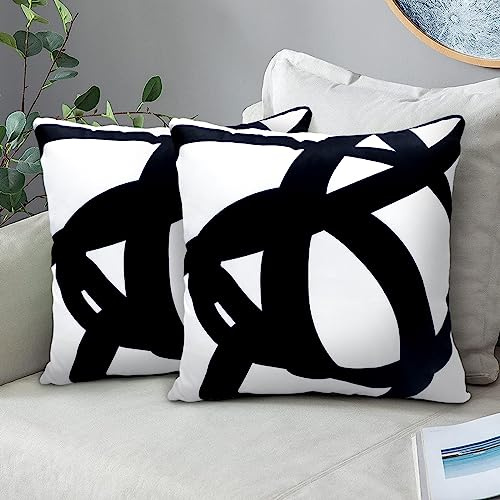 HYOPUO Set of 2 Black and White Boho Pillow Covers 18x18 Abstract Art Throw Pillow Covers Cushion Decorative Pillowcase for Sofa Couch Bed Home Outdoor