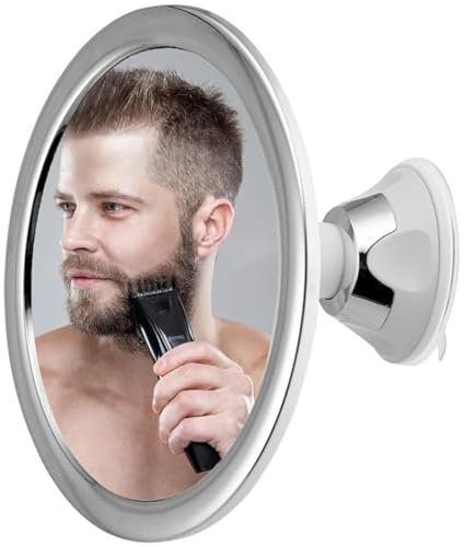 SQAQS Shower Mirror for Shaving with Powerful Suction Cup, Electroplated vanity mirror, Fogless Shower & Shaving Mirror with Upgraded Suction Mount for Bathroom and 360° Swivel(Circle)