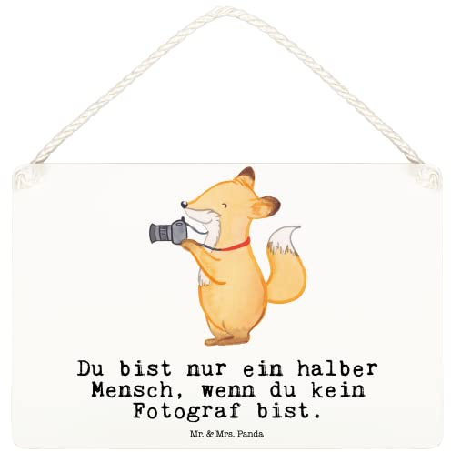 Mr. & Mrs. Panda Schild Fotograf Herz DIN A6 - Geschenk, holzbild, Beruf, Wandbild Holz, Ausbildung, Türschild, kleine aufmerksamkeit, Spruch, wandtafel, Lustig