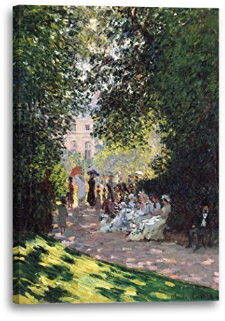 Printed Paintings Leinwandbild (30x40cm) Claude Monet: Der Park Monceau (1878), Leinwand auf Keilrahmen gespannt und fertig zum Aufhängen, hochwertiger Kunstdruck aus deutscher Produktion
