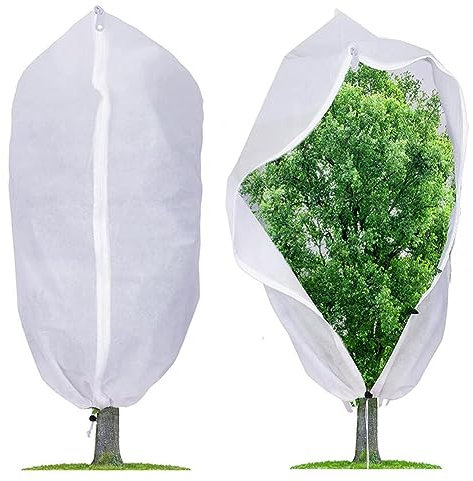 AISHOW 2 Pezzi Cappuccio Protezione Piante Protezione Invernale Piante 120 x 80cm Cappuccio Antigelo Piante Riutilizzabile Sacchetti di Copertura per Piante con Coulisse e Cerniera