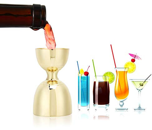 BestAlice Jigger pour Barman, Double Doseur à Cocktail, Tasse Doseuse en Acier Inoxydable, Tasse Doseuse 30 Ml/60 Ml, Tasse Doseuse à Cocktail pour Bar à Domicile(Or)