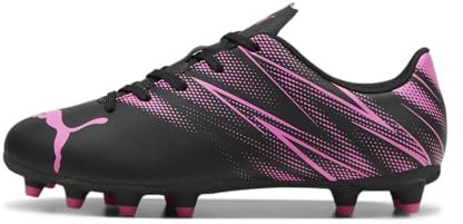 PUMA Tenis unisex Attacanto Firm Artificial Ground para niños, Puma Negro - Rosa venenoso, 11 Toddler