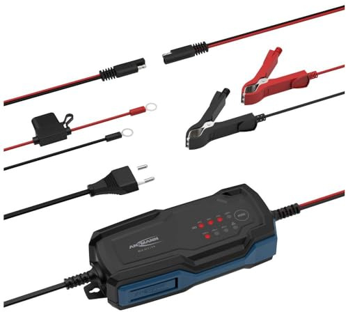 ANSMANN Intelligentes 8-Stufen Ladegerät 6V 12V / 2A mit LCD-Display für Blei-Säure-, Blei-Gel- und Blei-Vlies-Batterien, sowie 12V LiFePo4 Batterien für Auto, Motorrad und Kleintransporter