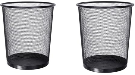 Jonzzy 2 Papeleras Oficina Negra Metálica - 28 X 26,5 X 22 cm - Papelera Escritorio Para Oficina O Casa De Rejilla De Metal, Papelera Negra Para Mesa De Trabajo - 13 L De Capacidad (2)