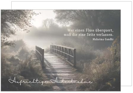 Edition Seidel Premium Trauerkarte mit Umschlag. Beileidskarte Trauer Karte mit Spruch Aufrichtige Anteilnahme Mitgefühl Brücke (T1167 SW024)