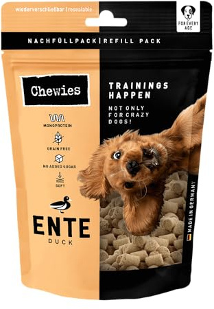 Chewies Trainingshappen - Monoprotein Snack für Hunde - 175g - getreidefrei & zuckerfrei - Softe Leckerlies fürs Hundetraining - hypoallergen (Ente)